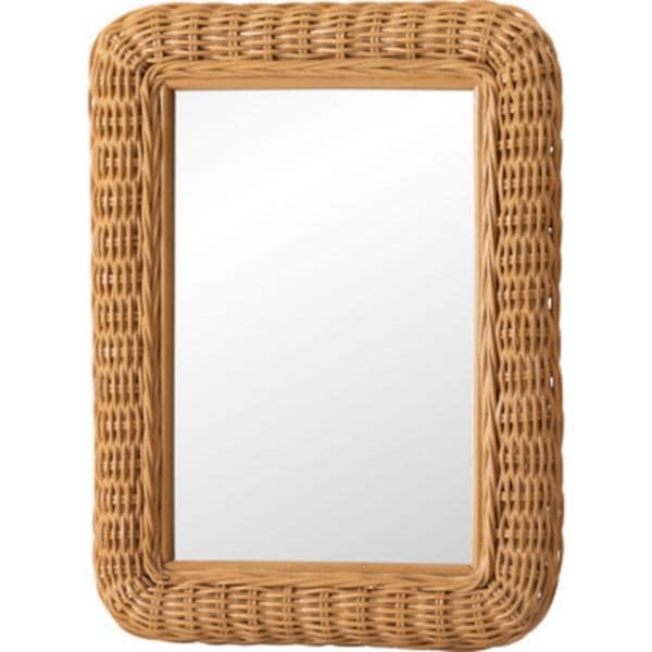 編みこみラタンの額縁のようなウォールミラー くすみカラー 韓国インテリア 北欧 ナチュラル ミラー ドレッサー リビング 玄関 クローゼット