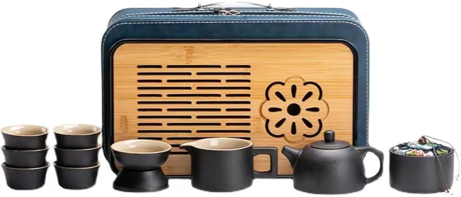 茶器セット ティーセット 陶器 湯呑み 和風急須 11個セット 携帯式 軽量 ティーポット&カップセット 旅行用 お出かけ用 自宅用 親子用 贈り物にも 高級 おしゃれ ギフト包装 キャリングケース付