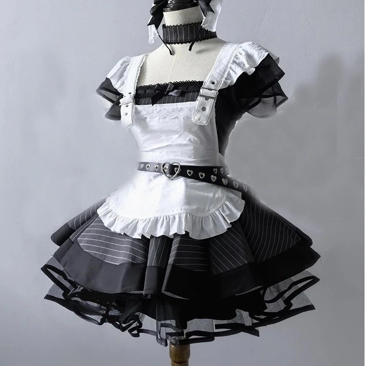 【急速発送】レトロでエレガントなデザイン感のサブカル日系エプロンスーツ女メイド服秋の万能アイテム