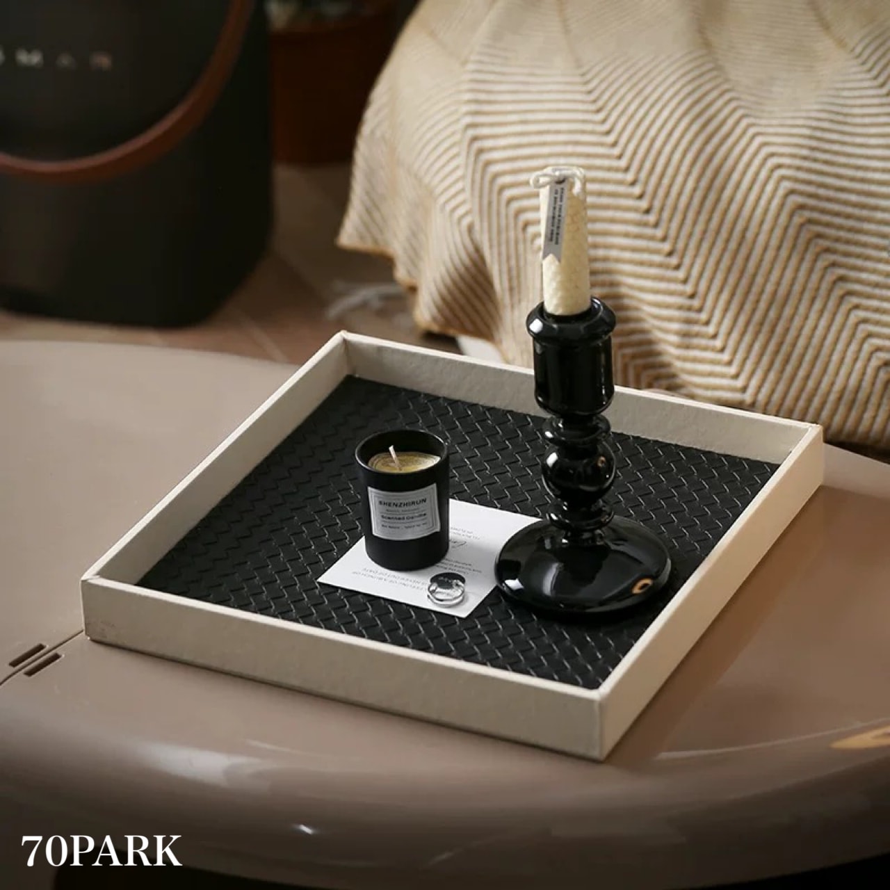 モノトーン スクエア 編み込み レザー トレイ 全4種 収納 おしゃれ 韓国インテリア 韓国雑貨 韓国っぽ インテリア雑貨 韓国 北欧 北欧インテリア 70PARK