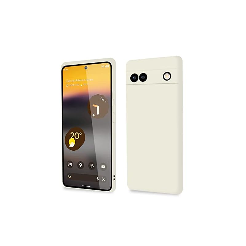 Google Pixel 6A ケース シリコン スリム ピクセル 6a カバー 超薄型 衝撃吸収 軽量 米軍MIL規格 ワイヤレス充電 指紋防止 ストラップホール付き （アンティークホワイト）
