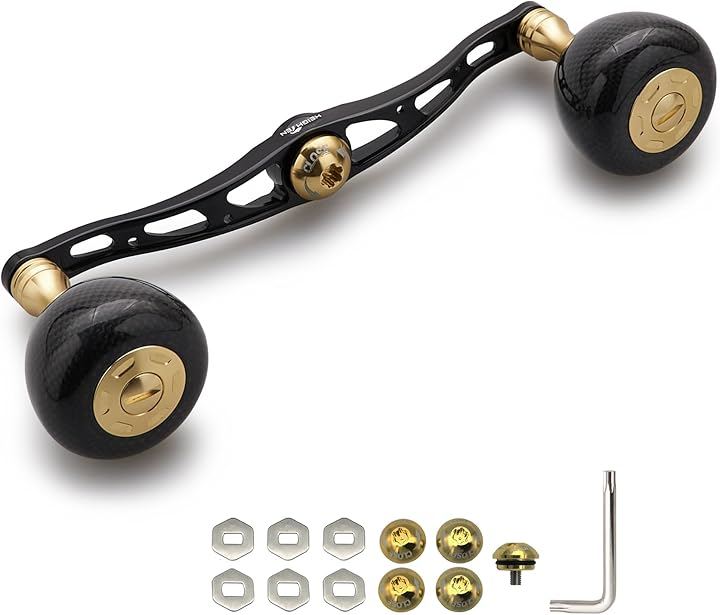 130mm リール ハンドル 36mm カーボンノブ搭載 シマノ SHIMANO ダイワ DAIWA アブ Abu 通用 ベイトリール Carbon Arch (ブラック＆ゴールド)