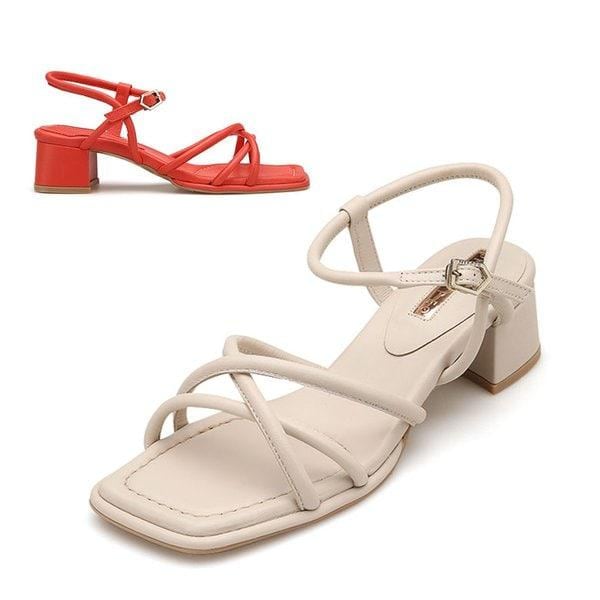 [] 女性スクエアトゥ ストラップサンダル 012224028 4cm 2color 27,087円