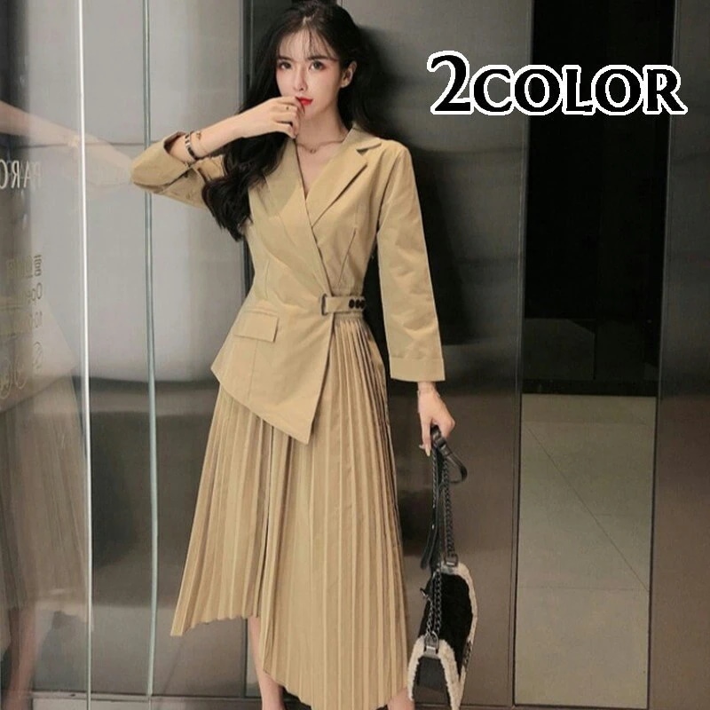 【超お得1つ買うと10個もらえる】急速出荷ワンピース レディース 婦人服 カジュアルドレス テーラードカラー ドッキングワンピース 長袖 Vネ 40,009円