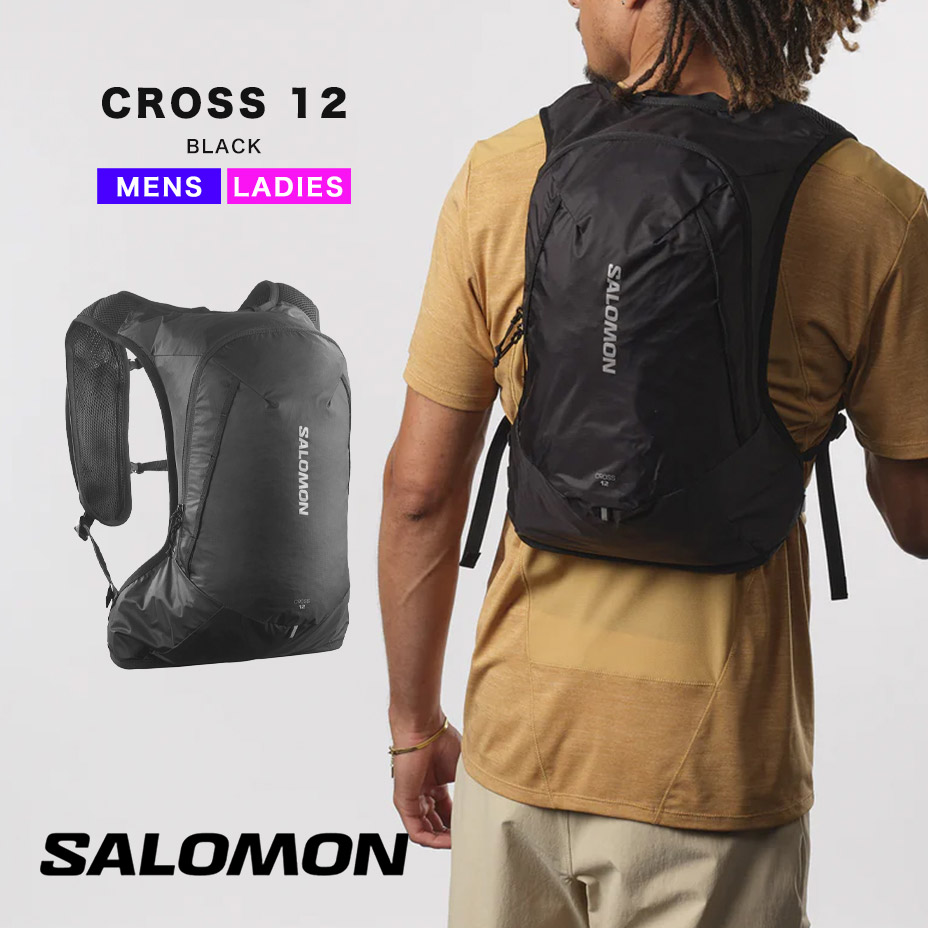 CROSS 12 LC2185700 トレイルランニングパック リュック メンズ レディース ランニング ハイキング サイクリング 登山 アウトドア レジャー 軽量 ユニセックス 黒 ブラック