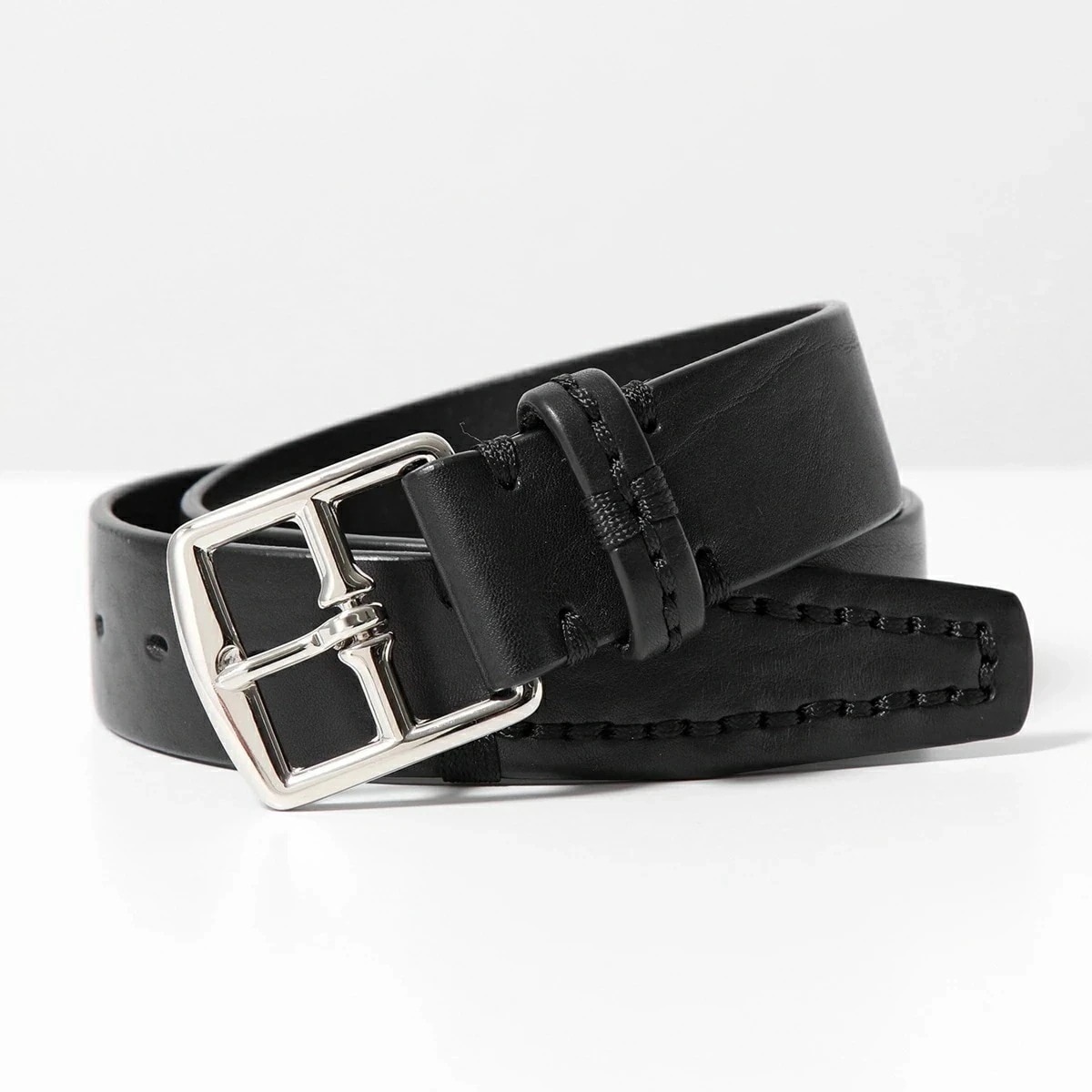 J&M DAVIDSON HARNES BUCKLE END STITCH 35MM BHNS-0ST-BR35 メンズ ベルト レザー スクエアバッグル 999S/BLACK