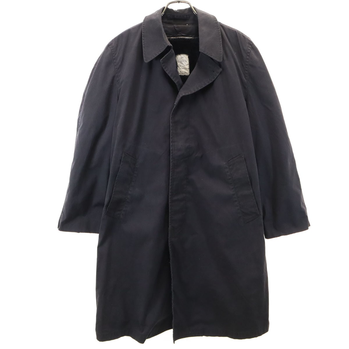 US NAVY アメリカ海軍 80s オールウェザーコート DLA ヴィンテージ ステンカラー ロングコート 36 ブラック系 ライナー メンズ 古着
