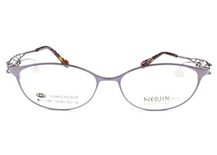 ネオジン NEOJIN nj1202 c.40 パープル 鼻パッドなし メガネ サイドパッド ノーズパッドなし めがね 眼鏡 レディース