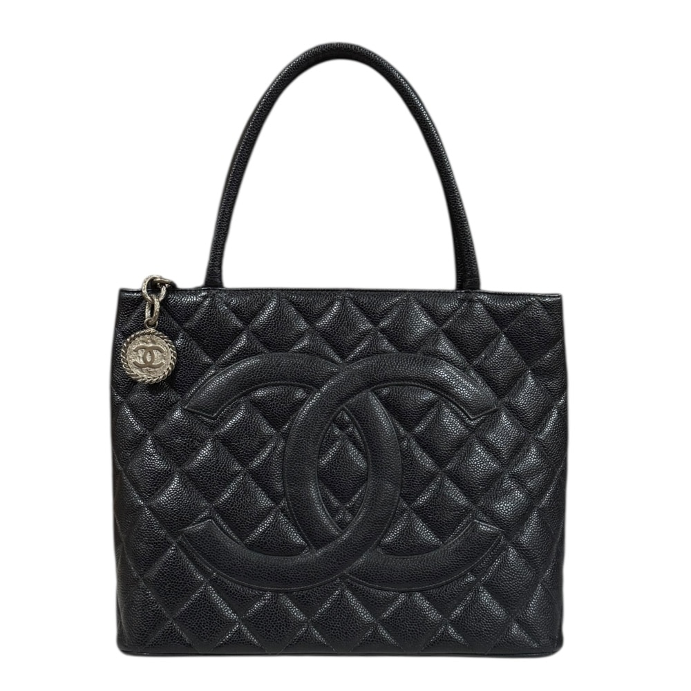 シャネル 復刻トート マトラッセ トートバッグ キャビアスキン A01804 ブラック CHANEL 中古