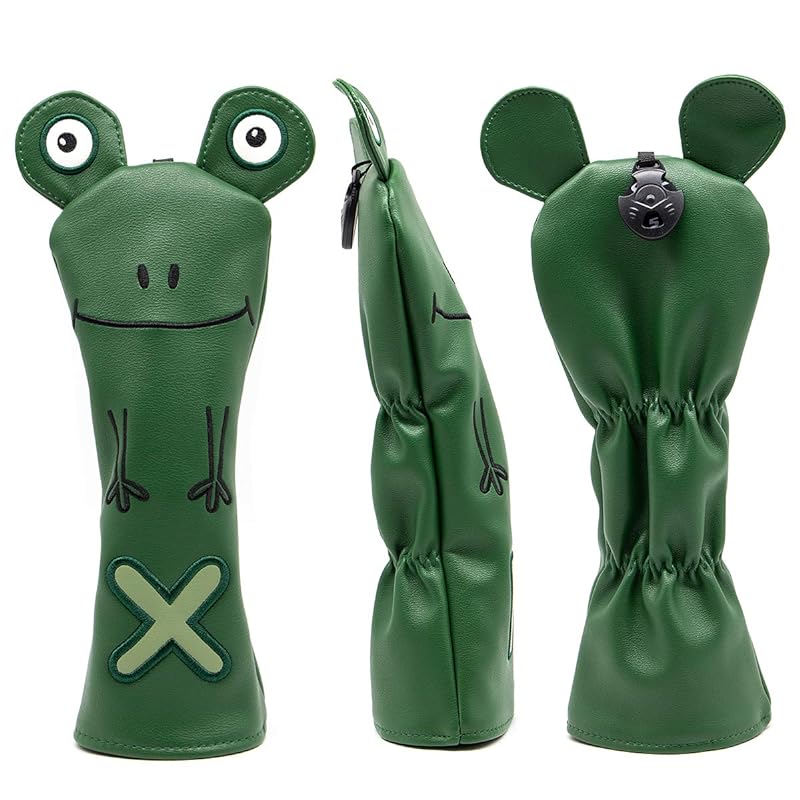 ゴルフウッドカバー カエル仕様ゴルフヘッドカバー セットゴルフドライバーカバー フェアウェイウッドユーティリティ用ハイブリッド用のヘッドカバー 高級革製 Aliennana 人気ゴルフヘッドカバー