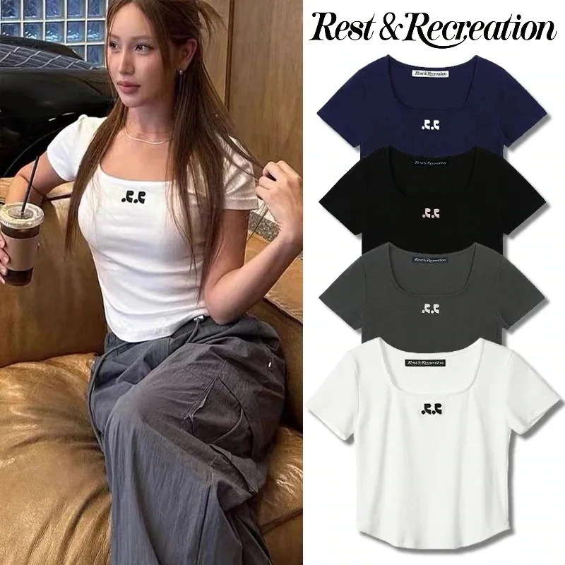 今季新作 LOGO SQUARE NECK TOP 着やせ トレンド