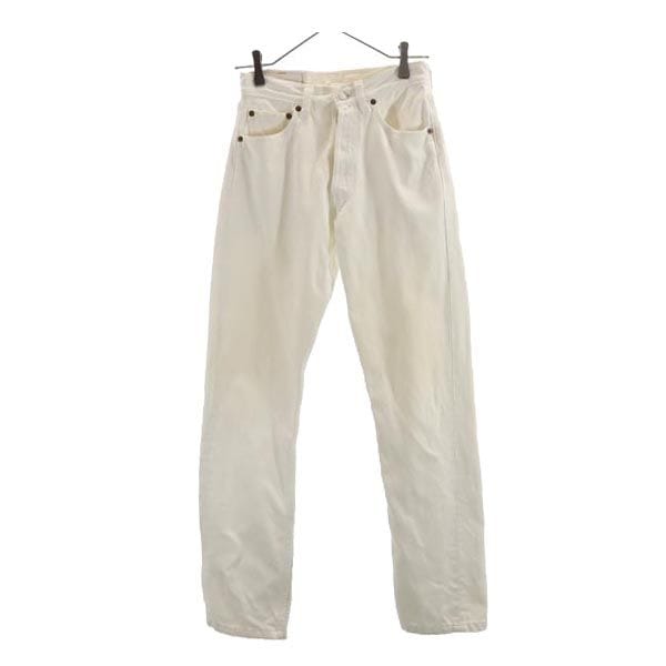90s 501 USA製 ストレートデニムパンツ w27 ホワイト ボタンフライ カラーデニム ホワイトデニム ジーパン レディース
