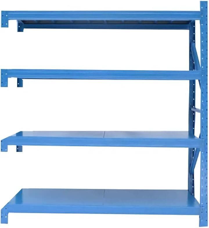 スチールラック 業務用 高耐荷重収納棚 組立簡単 ボルトレス 連結可能 4段 耐荷重120kg/段 スチール棚 軽量ラック 物置 倉庫 ガレージ(ブルー増連)