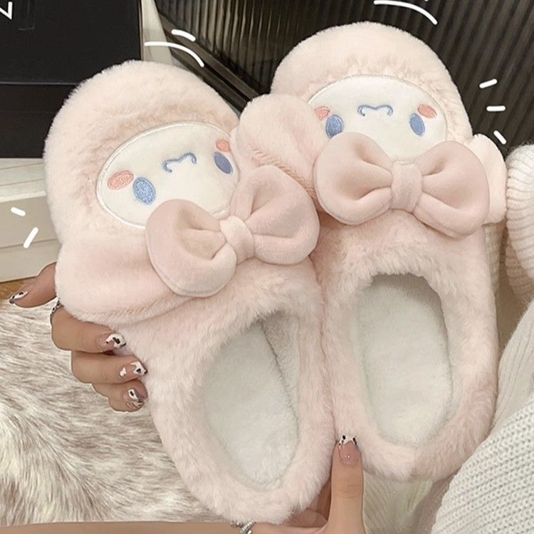冬綿スリッパ女性かわいい玉桂犬プリンセス風室内家庭用保温滑り止め厚い底厚毛スリッパ女性