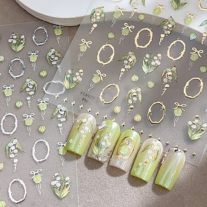 【1点ご購入 で10点プレゼントいたします】金銀すずらんネイルシールキュートな花のプチフレッシュポップなデコレーションシール