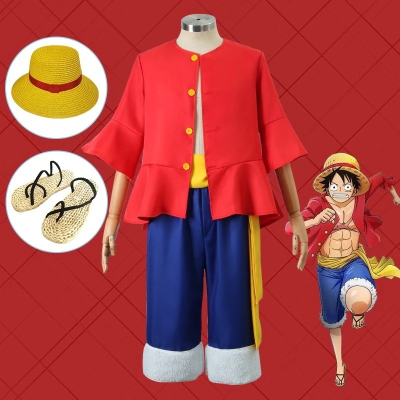 コスプレ 仮装ワンピースcos服ルフィcos服コスプレ衣装コート麦わら帽子靴かつら衣装 イベント用品 コスチューム