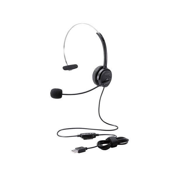 （まとめ） エレコム オーバーヘッドタイプヘッドセット/片耳/USB/30mmドライバ/ブラック HS-HP29UBK (×2セット)