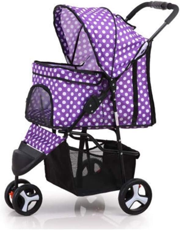 ペットカート 犬用ベビーカー 折りたたみ ペットカート 前輪360回転 多頭用 3輪 軽量 安全装置付 ドッグカート 後輪ブレーキ機能 小型犬 中型犬 老犬 介護用 (パープルB) 23,586円
