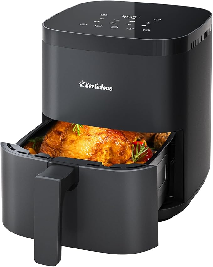 ノンフライヤー 1-5人 230℃ オイルカット 省エネ 解凍 温め直し 裏返しリマインダー 快速調理 中断記憶 LEDディスプレイ タイマー 温度調整 4.0L大容量 揚げ物 惣菜 デザート 食洗機