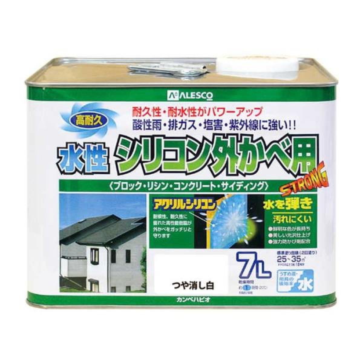 カンペハピオ 水性シリコン外かべ用 つや消し白 7L