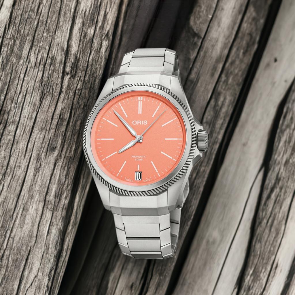 オリス ビッグクラウン プロパイロットX キャリバー400 ORIS メンズウォッチ メンズ腕時計 Calibre400 自動巻 サーモンピンク 400.7778.7158 チタン製