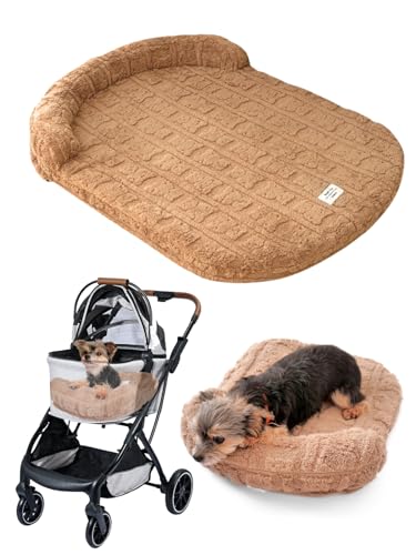 楽しくお出かけ 洗える ペットカート クッション あご乗せ ペット ベッド ソファー 犬 猫 (ブラウン, L)