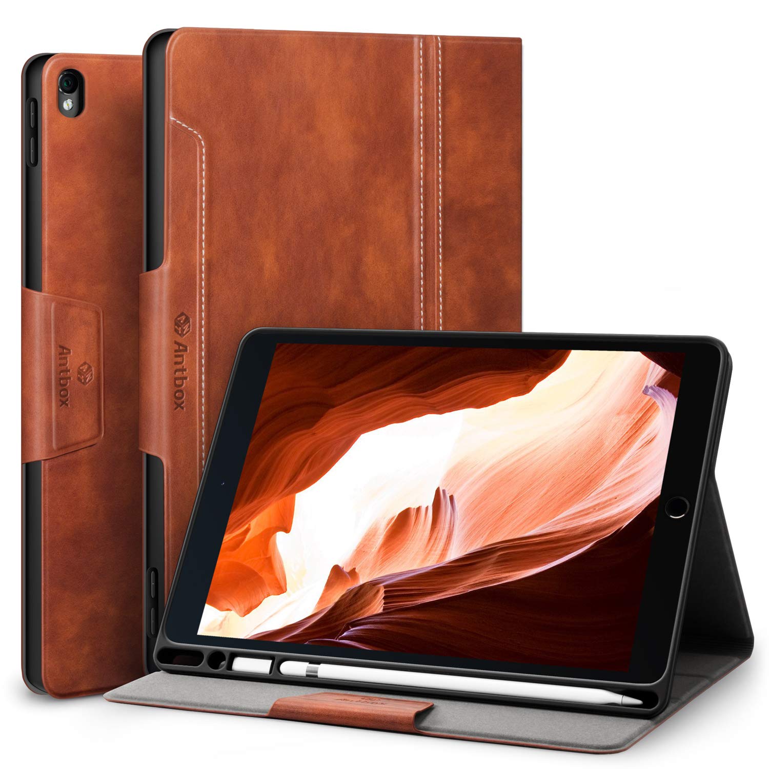Antbox iPad Air3 ケース/iPad Pro 10.5 ケース アップルペン収納 高級ソフトPUレザー製 iPad 10.5 カバー オートスリープ&スタンド機能付き 手帳型 ひび割れ防