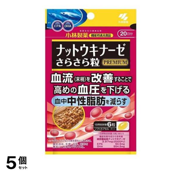 小林製薬 ナットウキナーゼ さらさら粒プレミアム 20日分 120粒 5個セット
