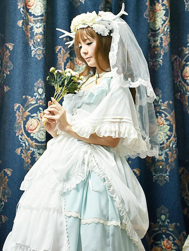 【全店任意2枚購入で100円OFF】ロリィタジャンパースカート　フリル　スウィート　シフォン　ラウンドネック　カジュアル　2カラーブロック