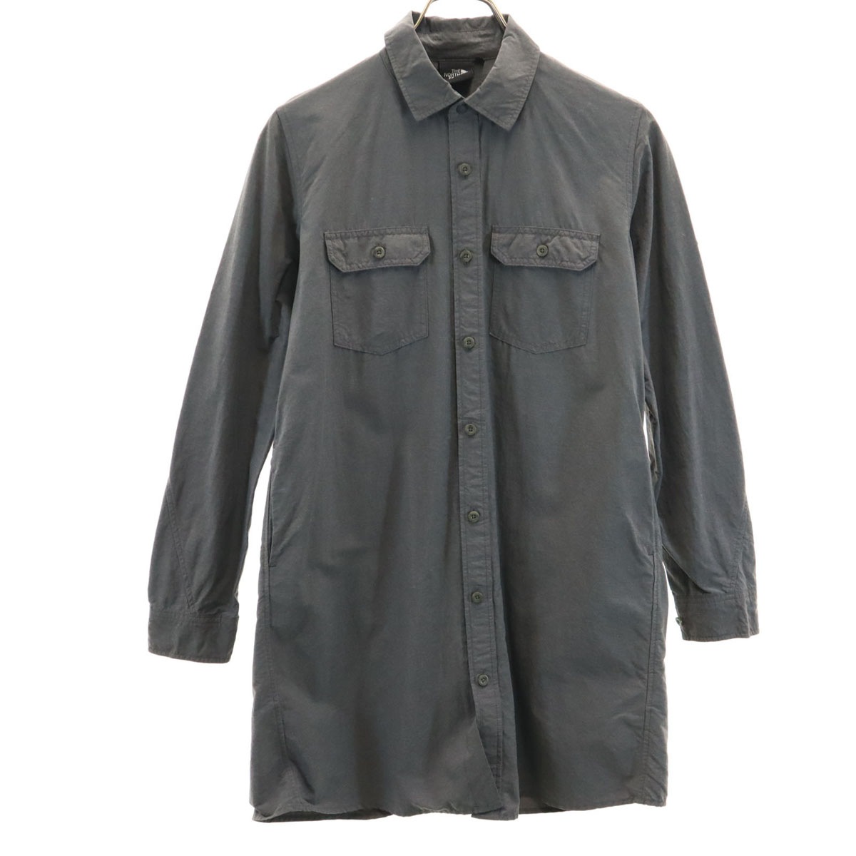 長袖 サイエンス ムーブメント ダンガリー キャノピー シャツワンピース S チャコールグレー アウトドア NRW11762 ロールアップ袖 レディース 古着