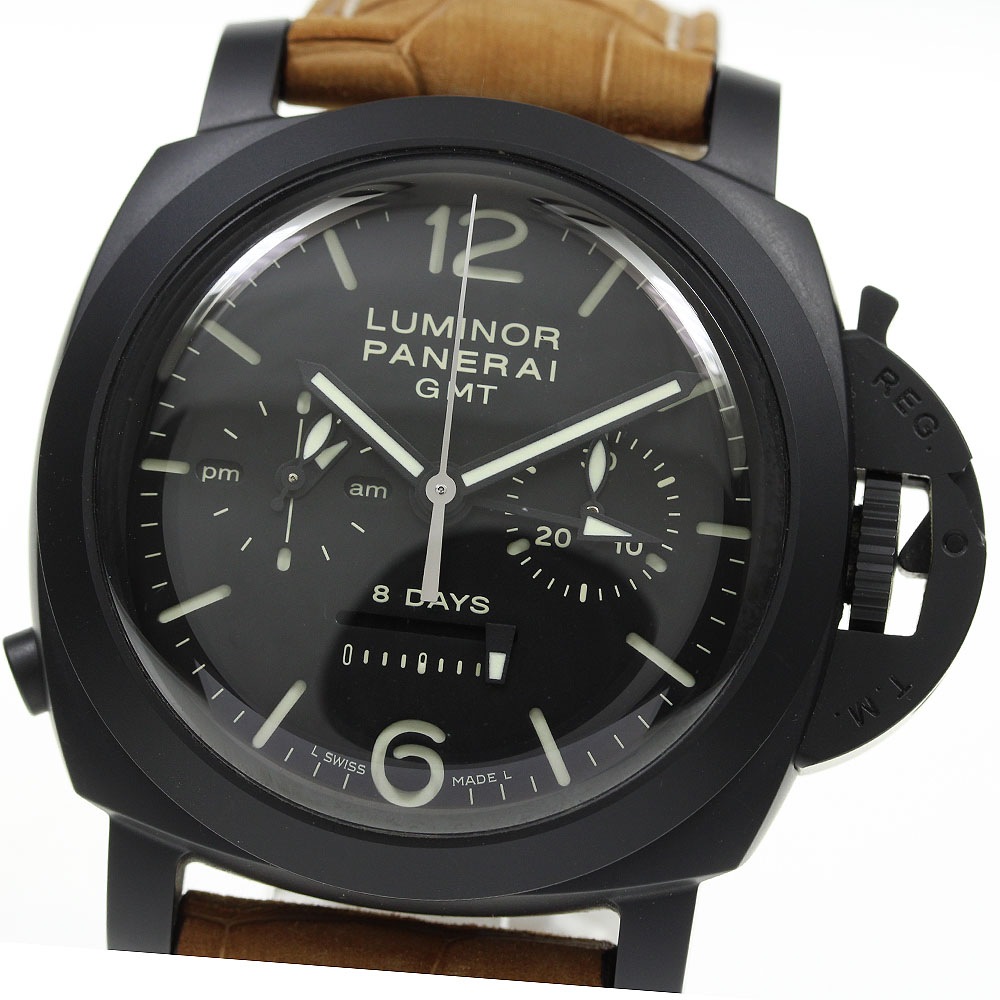 訳あり パネライ PANERAI PAM00317 ルミノール クロノ モノプルサンテ 8デイズ GMT 手巻き メンズ _697783【中古】