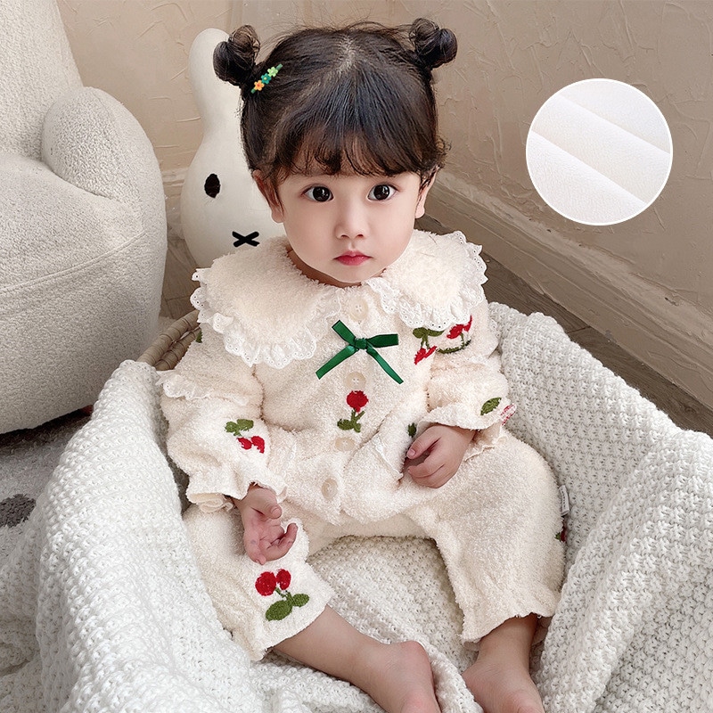 ベビー ロンパース 冬 ベビー服 女の子 ジャンプスーツ 長袖 裏起毛 赤ちゃん服 新生児服 厚手 防寒 コスチューム