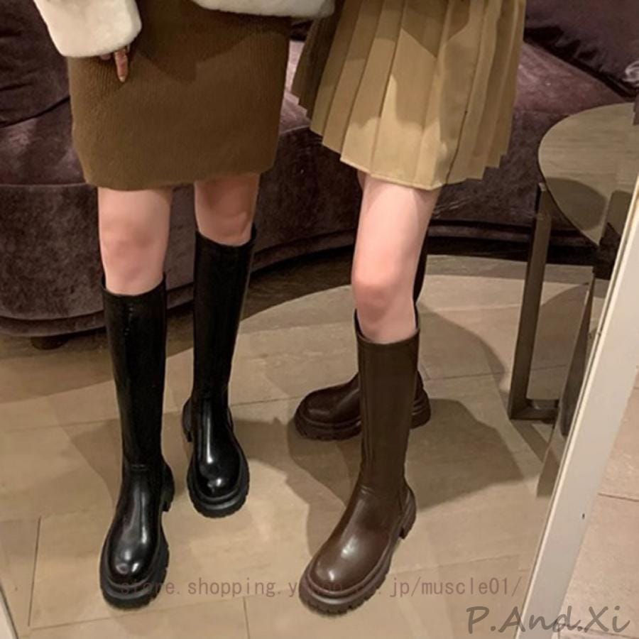 厚底 レディース ロングブーツ ヒール 55cm コスプレ 美脚 カジュアル シューズ 厚底靴 秋 冬 春 20代 30代 40代 大きいサイズ 小さいサイズ 長靴 女性