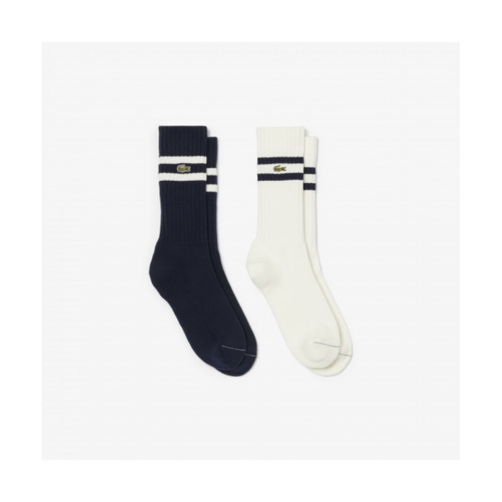 LACOSTE ストライプジャカード 2PACK ソックス [ネイビー]