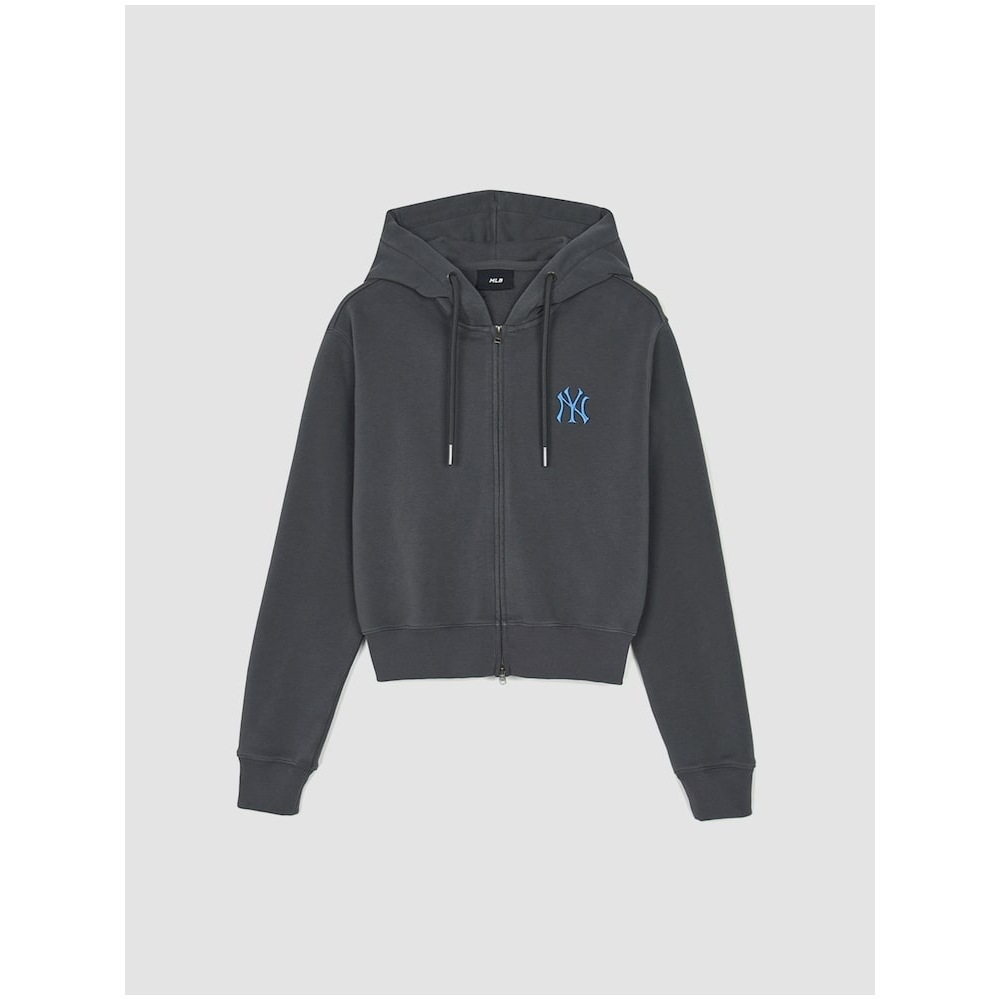 MLB 女性用ビンテージバーシティクロップパーカージップアップ NY (D.Grey) QHHC3FTRN1044-50GRD