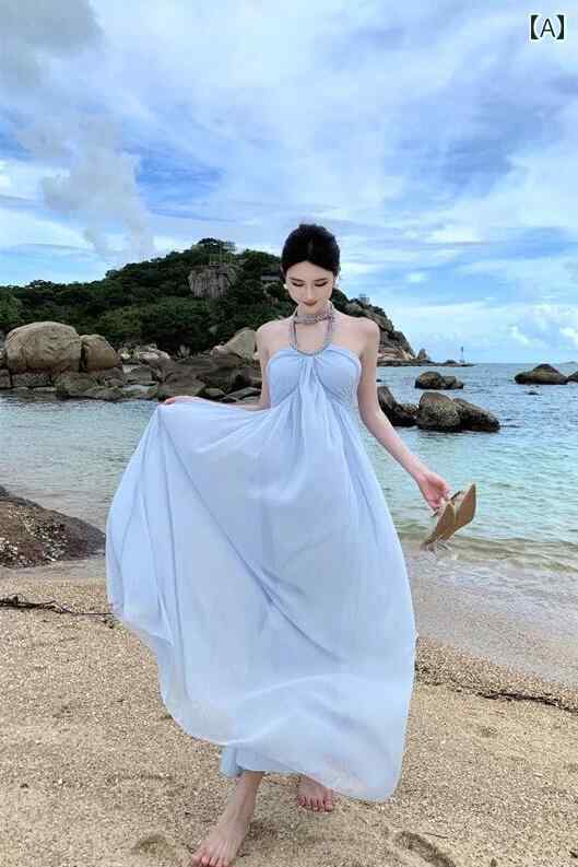 ワンピース 大人 女性 夏 Vネック フリルスカート ロングスカート シフォン ビーチリゾート サスペンダードレス ハイウエスト 旅行 レディース エレガント 5,517円