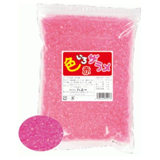 ハニー　綿菓子用砂糖　色いろザラメ　赤　1kg×20袋入【メーカー直送・代引き不可・時間指定不可・沖縄離島不可】