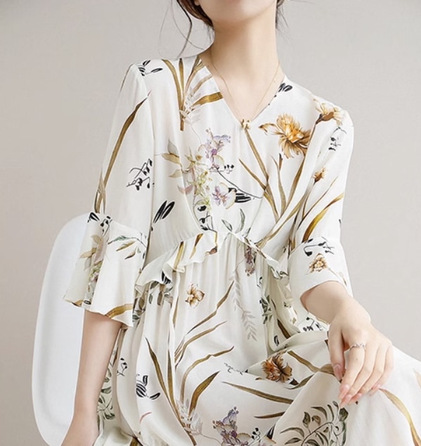 ワンピース デート モテアイテム シャツワンピース 花柄 ハイウエスト シフォン 大人可愛い きれいめ 上品 おしゃれ かっこいい 大人可愛い ラブリー キュート ガーリー クール モード系 セクシー