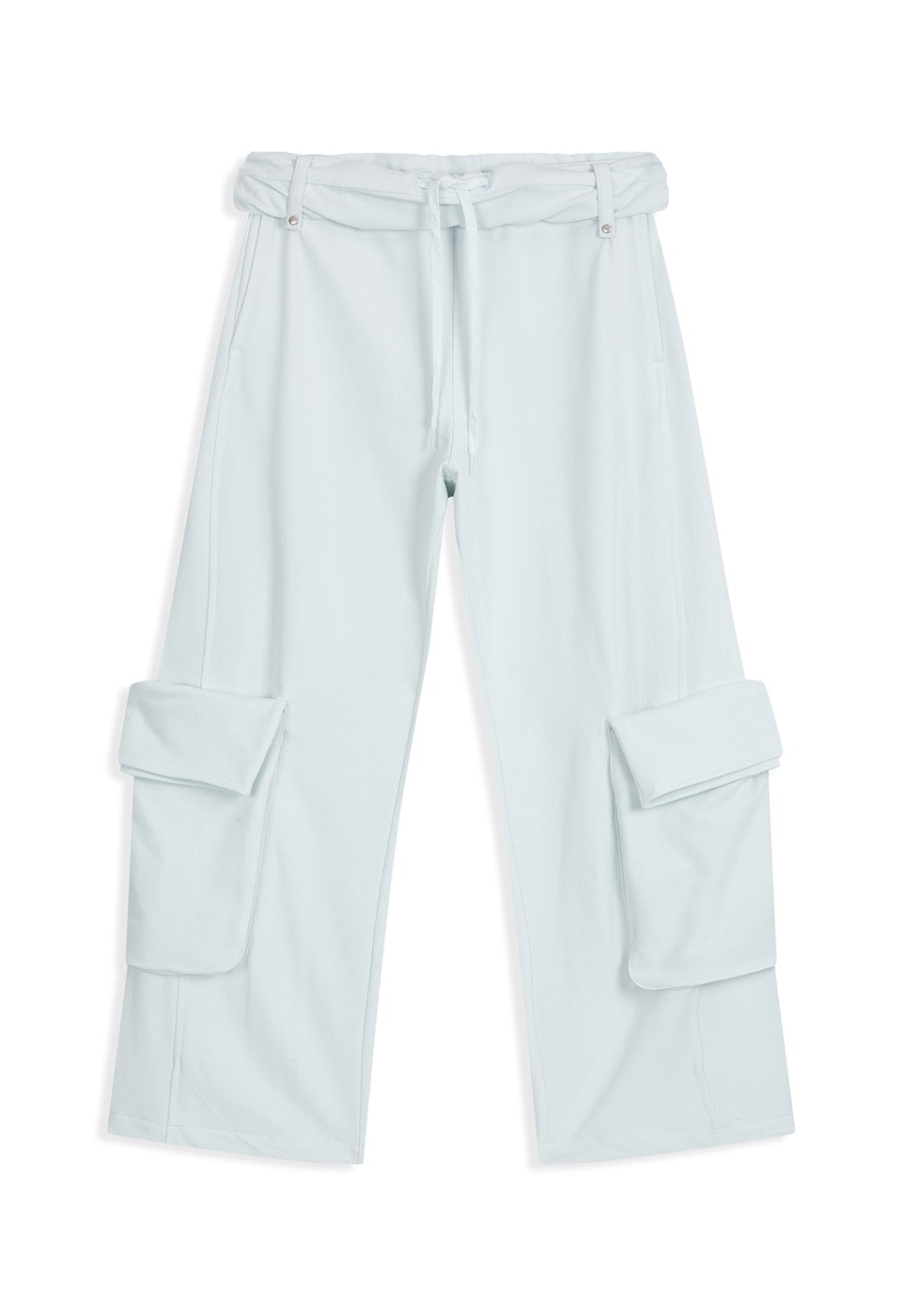 【OPEN Yy】 ROLLED WAIST SWEAT CARGO PANTS : MINTY WHITE