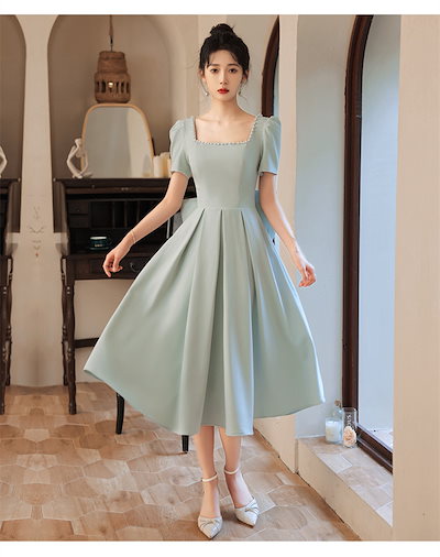 ウエディングドレス フレンチサテンのドレス 二次会 結婚式ドレス海外旅行リゾートドレス 花嫁ドレス シンプル Aライン ブライダルドレス