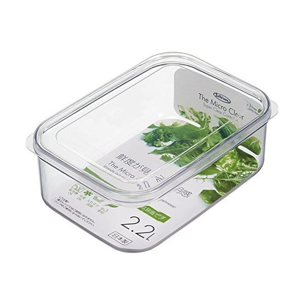 (まとめ) マイクロクリア フードケース/保存容器 LLサイズ 2200ml ナチュラル 食洗機可 キッチン用品 40個セット