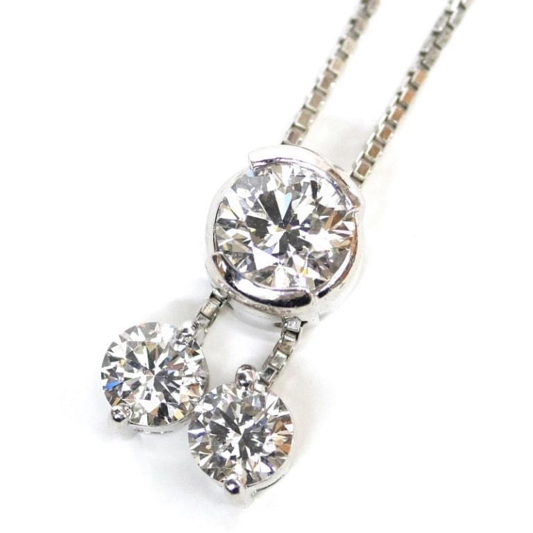 トリロジー TRILOGY ダイヤモンド ネックレス 1.138ct/0.535ct/0.504ct /プラチナ/Pt900/Pt850 【中古】(64547)