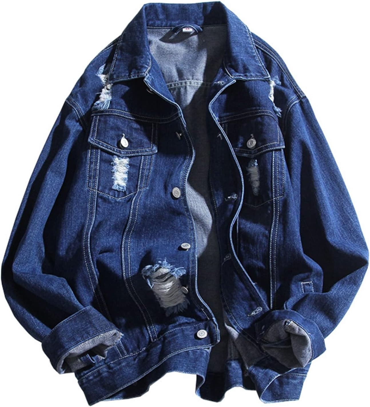 メンズ ジャケット ダメージ加工 デニムコート 春 秋 ブルゾン スプリングコート ジャンパー かっこいい ファッション アウトドア Gジャン ライトアウター お洒落 カジュアル 体型カバー