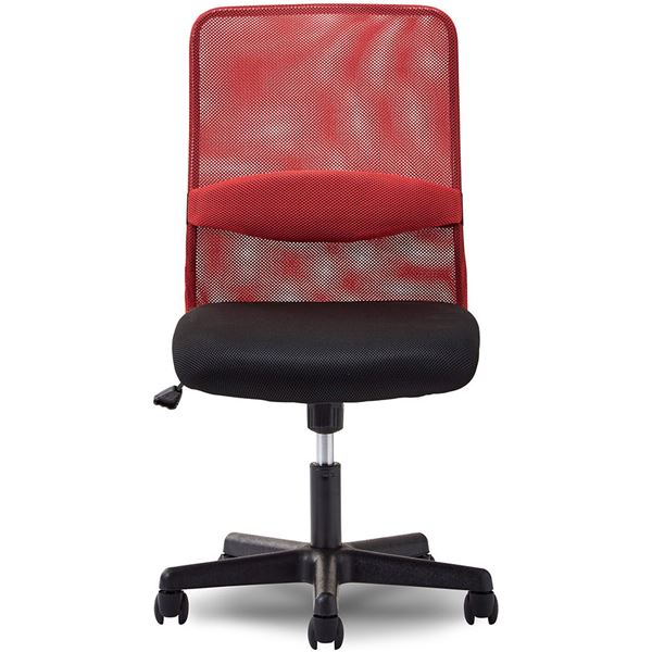 オフィスチェア ランバーメッシュチェア 肘無 RD レッド 組立品