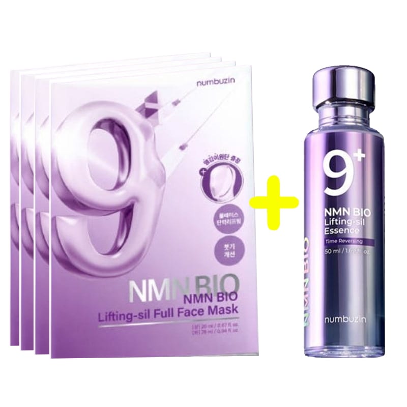 【高栄養セット】 9番 NMN BIOリフティングフルフェイスパック 4枚＋9番 NMN BIO リフティング 原液 エッセンス 50ml / 韓国 人気 フェイスパック シートマスク弾力/高栄養
