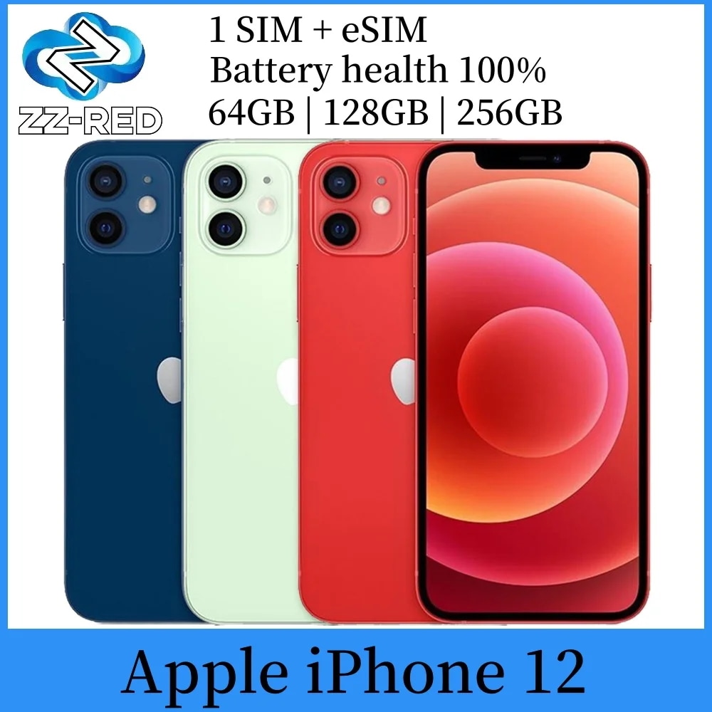 Apple-スマートフォン,iPhone 12,128GB, 256GB,6.1インチ,4GB,a14,iOS,顔,NFC,携帯電話,オリジナル - 509