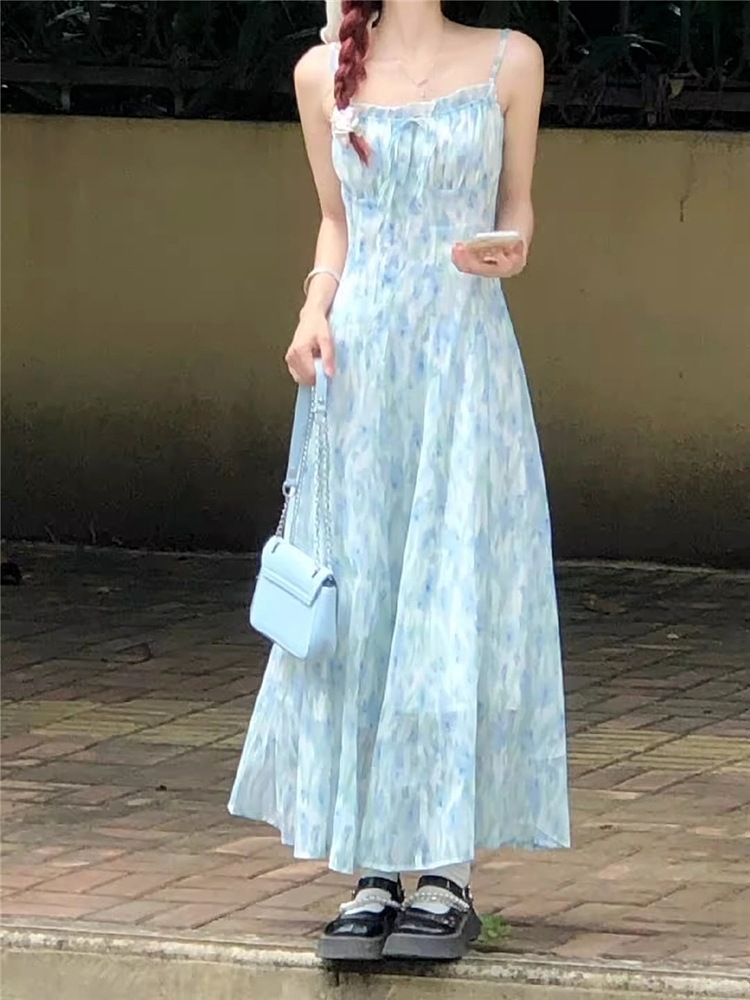 ワンピース ワンピドレス キャミワンピ 花柄ワンピース ロング Aライン ハイウエスト 透け感 薄手 大人可愛い おしゃれ 大人女子 存在感 花柄 春 夏 レディース デート お出かけ 女子会 休日