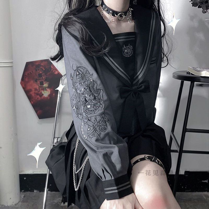 セーラー服 長袖 黒色 学生服 前開き プリーツスカート 女子高校 大きいサイズ可愛い 長袖 学生服 セットアップ JK制服 文化祭 学園祭