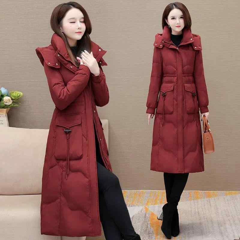 秋服 レディース ファッション オシャレ カワイイ シンプル 大人カワイイ 大きいサイズ ロング ダウン コットン コート スリムフィット フード付き スタイル 冬 コットンコート ジャケット