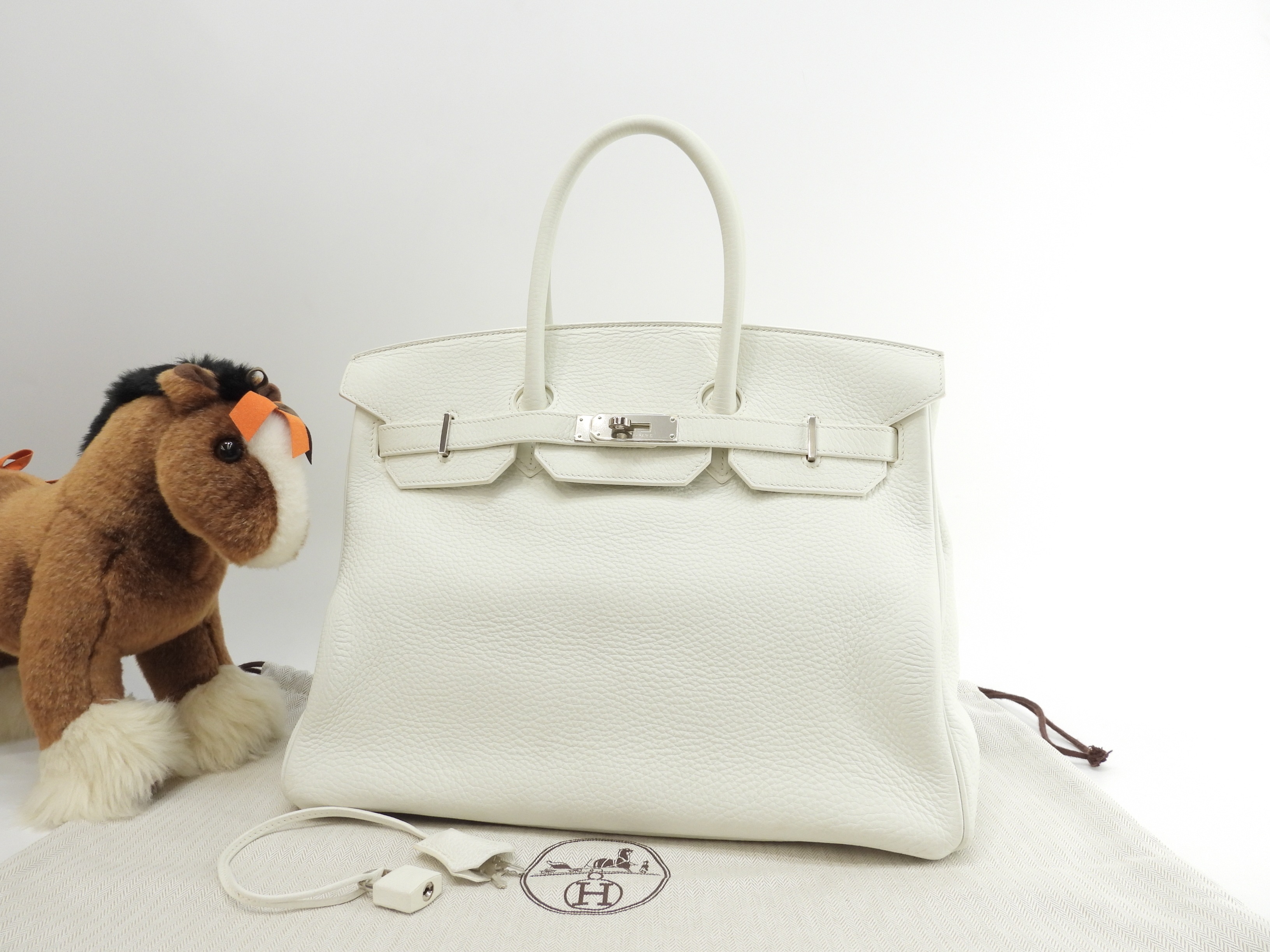 バーキン35 トリヨンクレマンス白 シルバー金具 ハンドバッグ トートバッグ 極美品@I